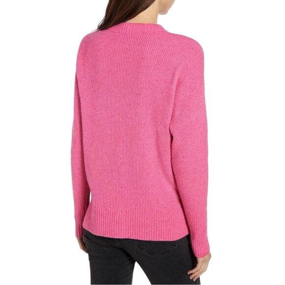NWT Something Navy Oversized Flecked Crewneck Sweater in Pink Shock Size XS NEW - Picture 4 of 15